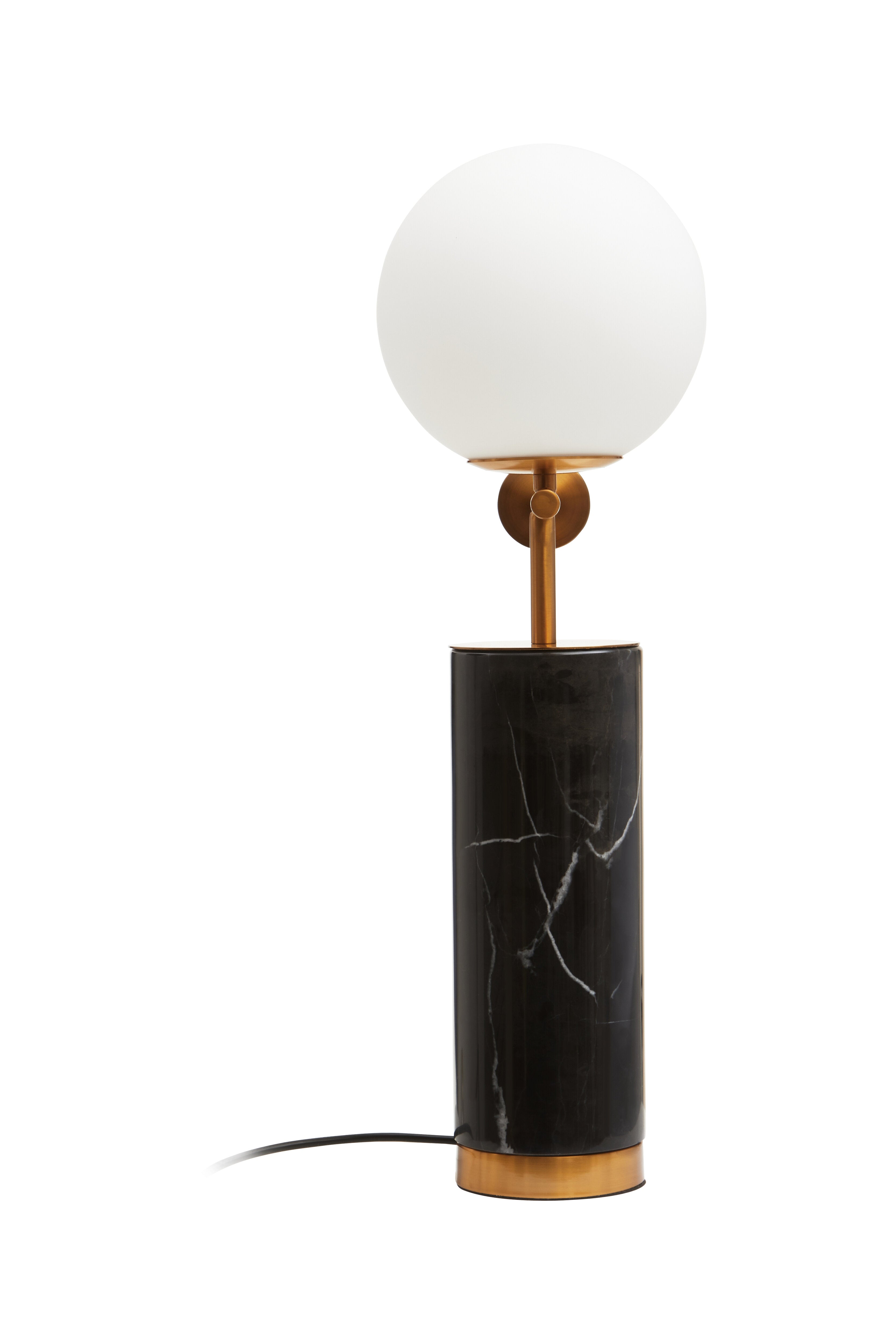 Borello Black Marble & White Glass Orb Table Lamp